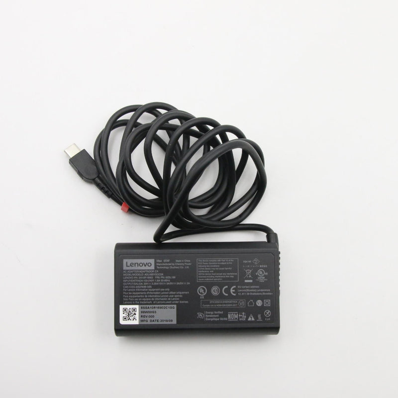 Renewed original Lenovo ThinkPad 65W slim tip charger 20V 3.25A white background UAE
