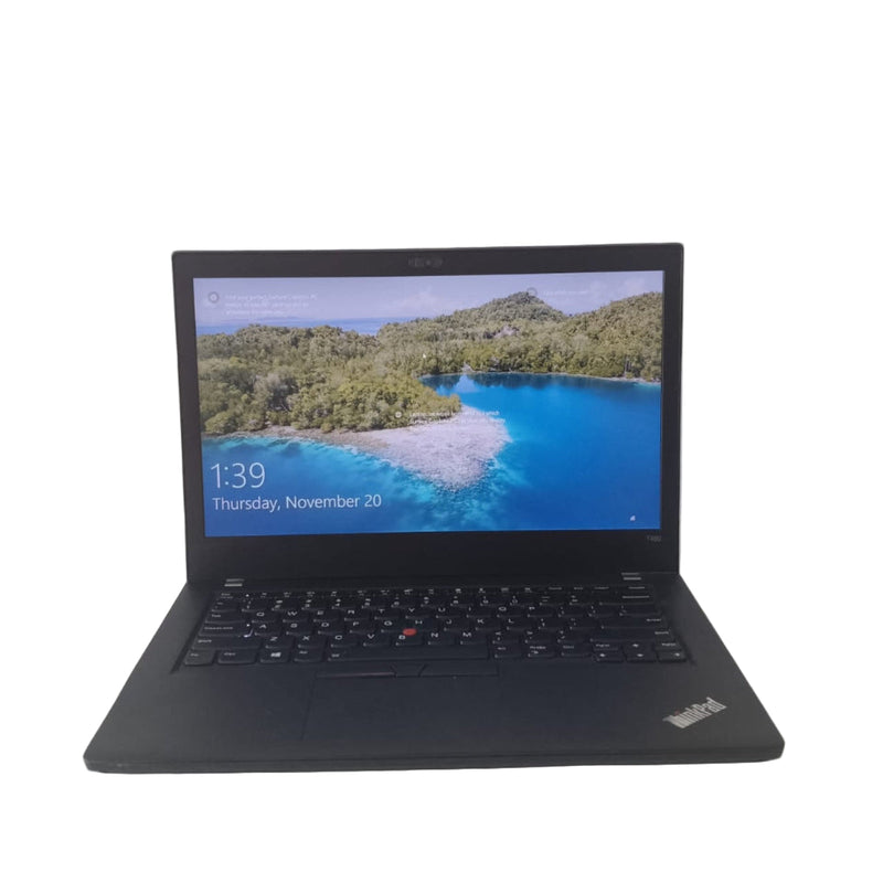 Black laptop on a white background