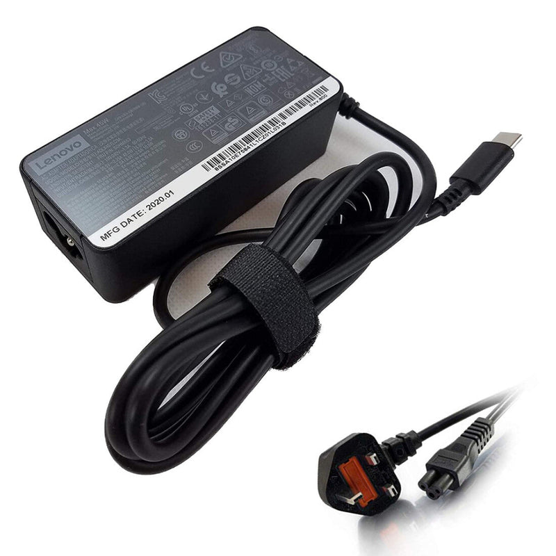 Lenovo 45W USB-C power adapter with power cord cable — renewed original OEM TOPLAP.AE UAE