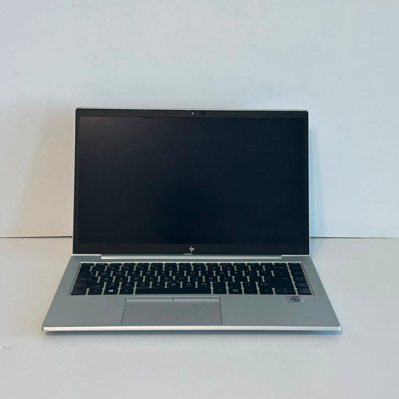 HP EliteBook 840 G7 renewed laptop open angled view showing 14-inch display and slim aluminum chassis
