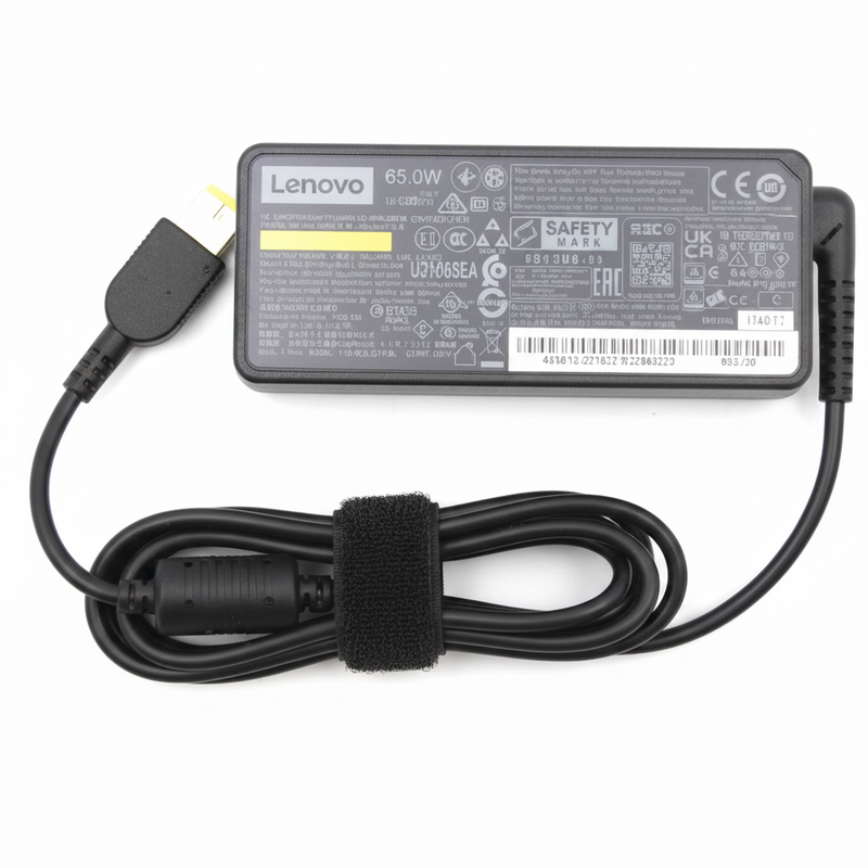 Renewed original Lenovo 65W slim tip charger 20V 3.25A on white background UAE