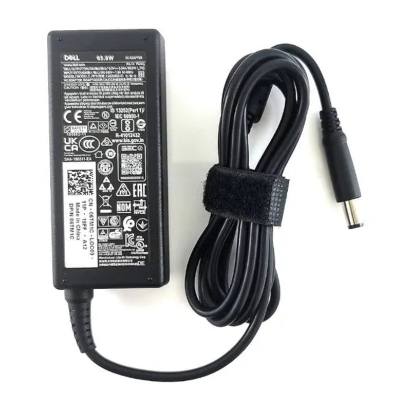 Renewed original Dell 65W barrel tip charger 19.5V 3.34A white background UAE