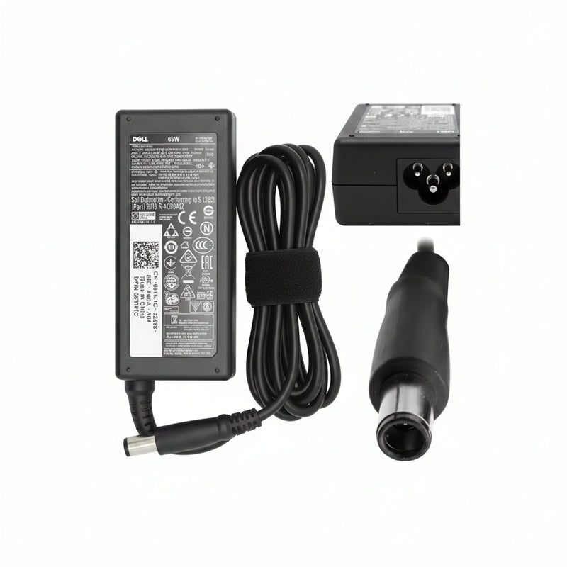 Renewed original Dell 65W barrel tip charger 19.5V 3.34A white background UAE