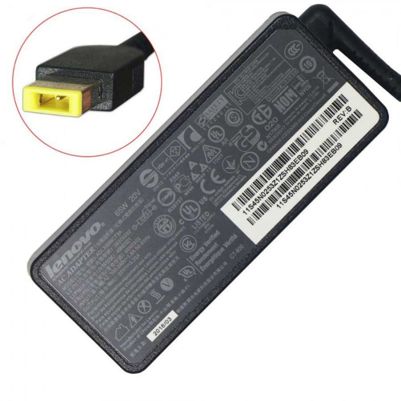 Renewed original Lenovo 65W slim tip charger 20V 3.25A on white background UAE